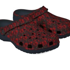 Garden foam Red and Black Floral Clogs